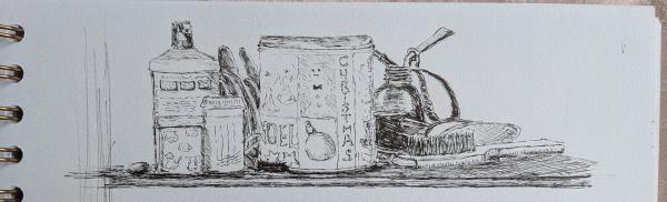 Things on a shed shelf